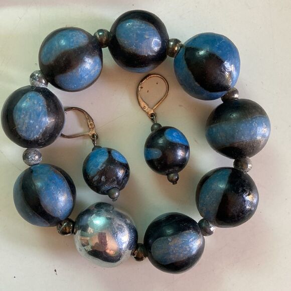 Handmade Ceramic Earrings & Bracelet - Picture 1 of 8